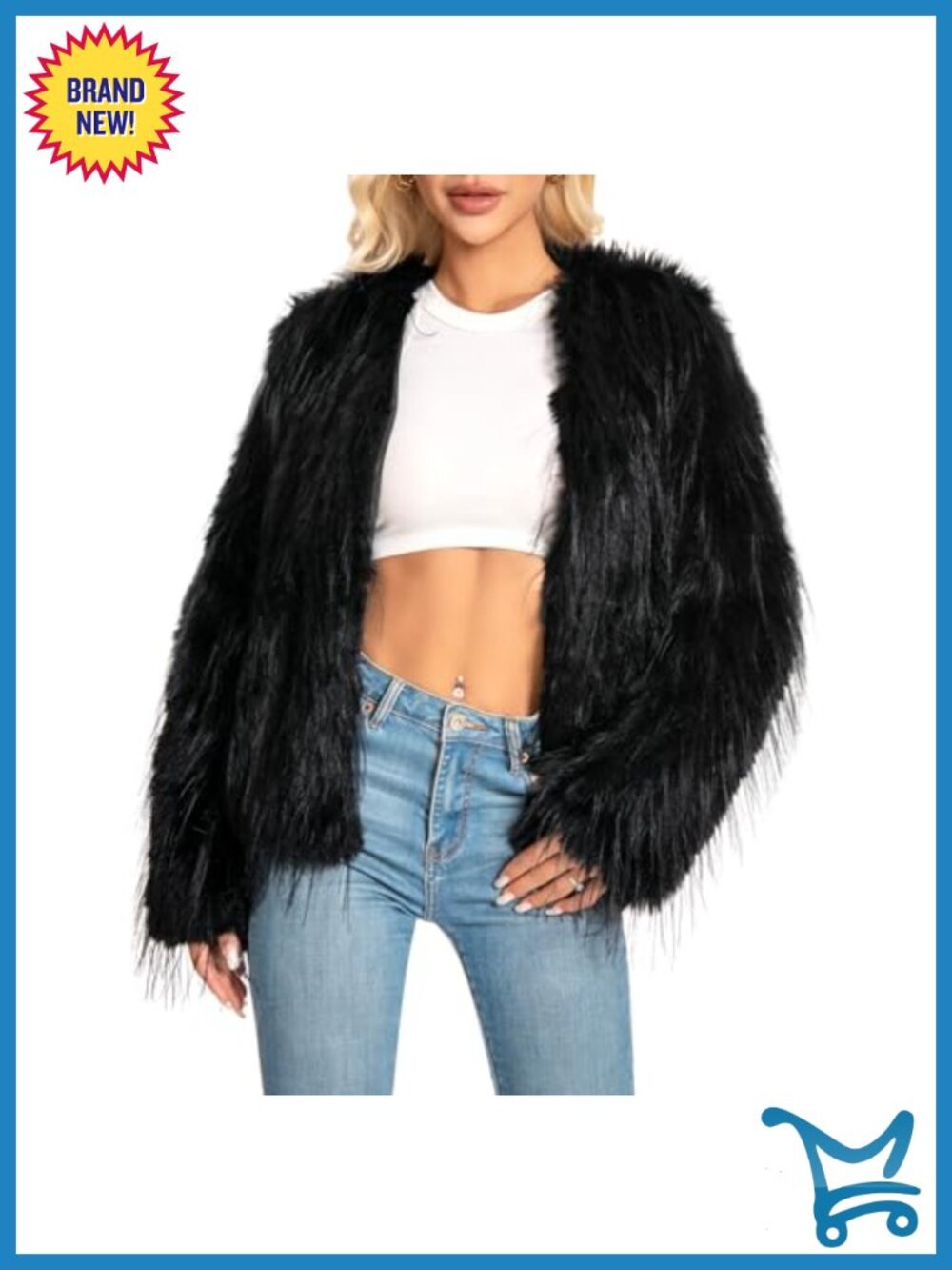 Faux Fur Coat for Women Plus Size Fluffy Jacket Long Sleeve Winter Outerwear - Picture 1 of 5